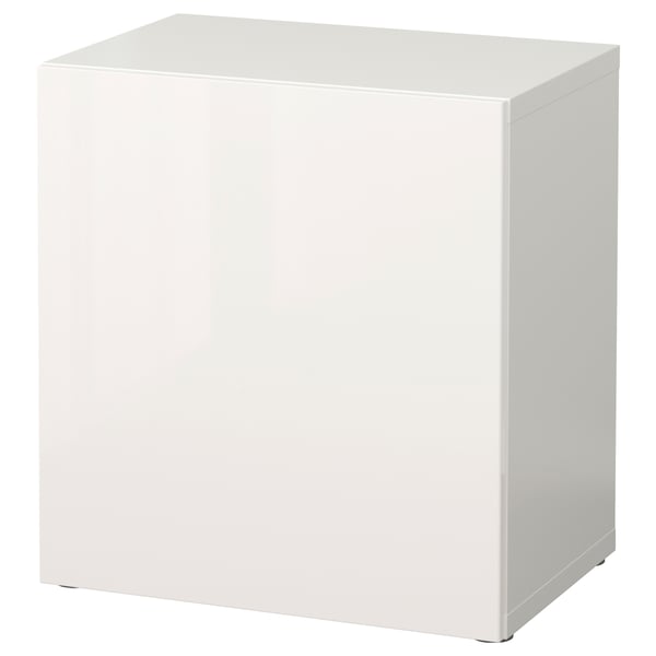 BESTÅ shelf unit with door, white/Selsviken high-gloss/white, 60x42x64 cm