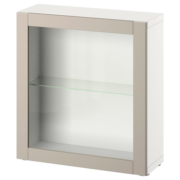 BESTÅ - BESTÅ Shelf unit with door, white/Sindvik light grey/beige, 60x22x64 cm