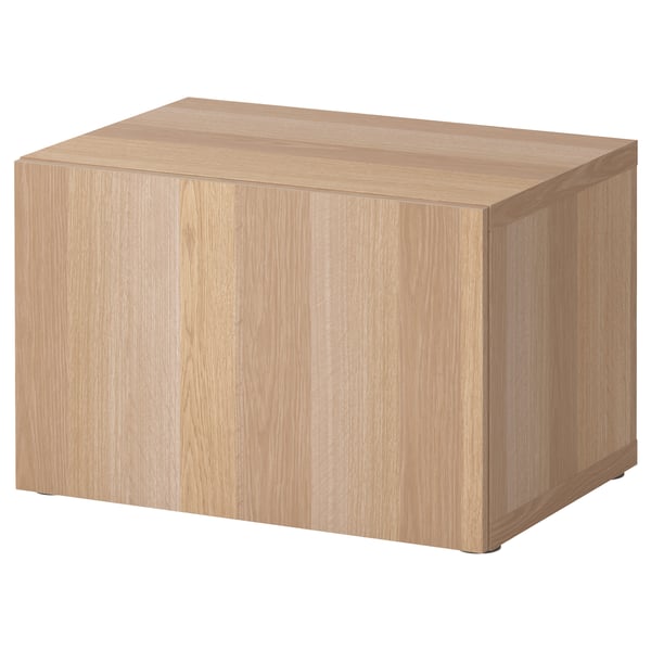 BESTÅ shelf unit with door, white stained oak effect/Lappviken white stained oak effect, 60x42x38 cm