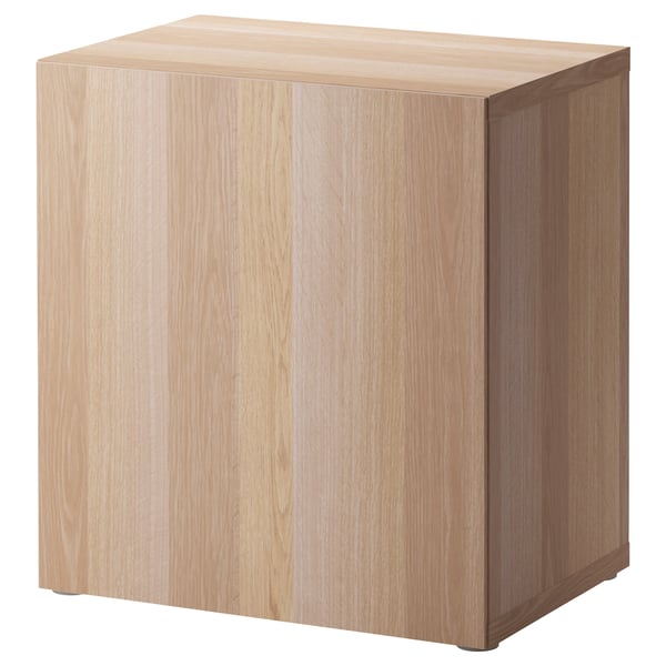 BESTÅ shelf unit with door, white stained oak effect/Lappviken white stained oak effect, 60x42x64 cm