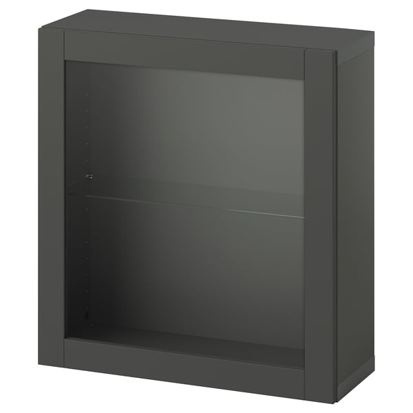 BESTÅ shelf unit with door, dark grey/Sindvik dark grey, 60x22x64 cm