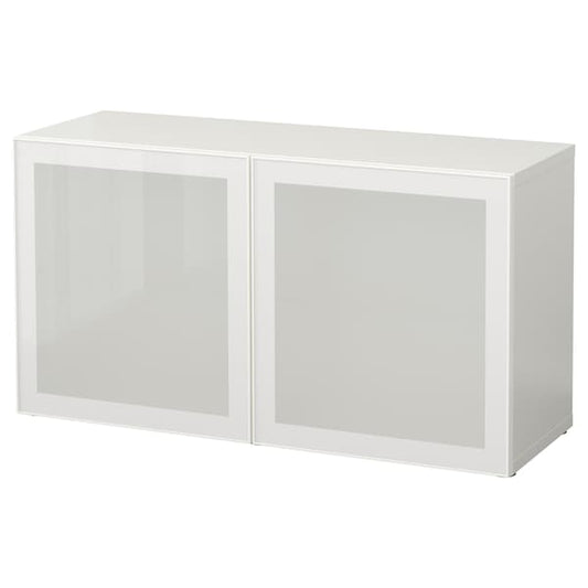 Ikea BESTÅ - Cabinet with glass doors, white/Glassvik glass white/frosted glass,120x42x64 cm