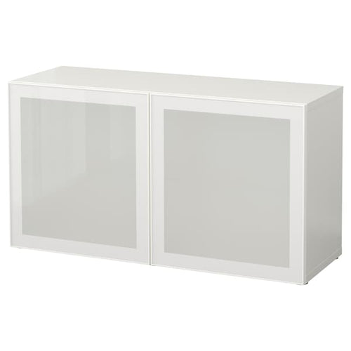 BESTÅ shelf unit with glass doors, white/Glassvik white/frosted glass, 120x64x42 cm