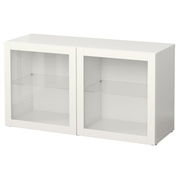 BESTÅ - BESTÅ Shelf unit with glass doors, white/Sindvik white clear glass, 120x40x64 cm