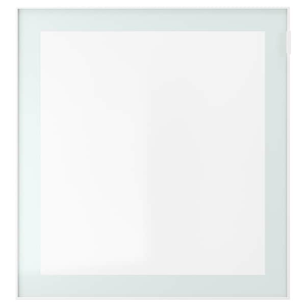 Ikea BESTÅ - Shelf unit with glass doors, white stained oak effect Glassvik/white/light green clear glass, 120x42x64 cm