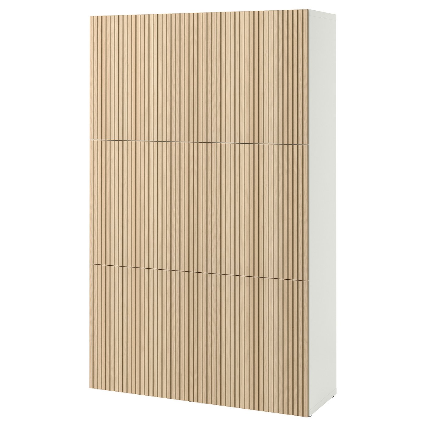 BESTÅ storage combination with doors, white/Björköviken ash veneer, 120x42x193 cm