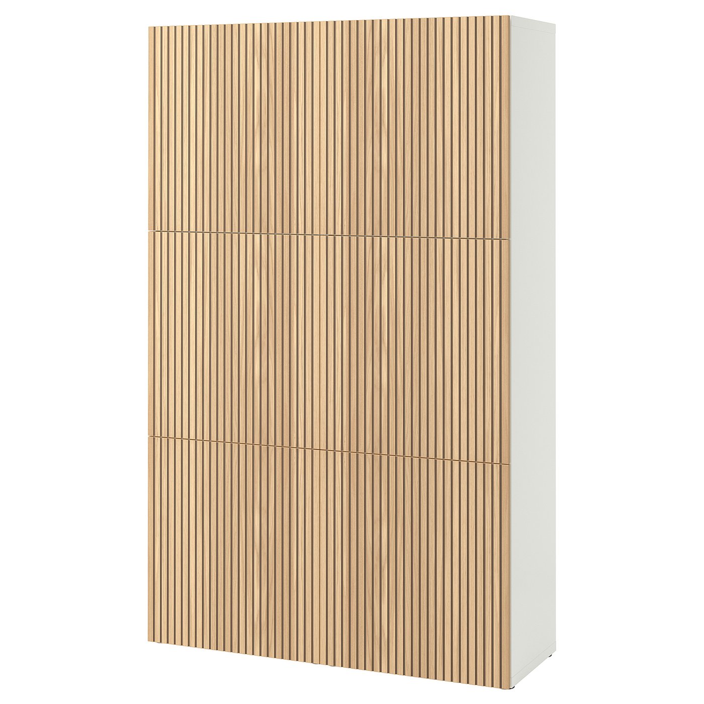 BESTÅ storage combination with doors, white/Björköviken oak veneer, 120x42x193 cm