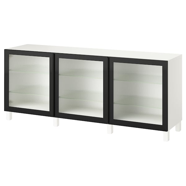 BESTÅ - Storage combination with doors, white/Fällsvik anthracite, 180x42x74 cm