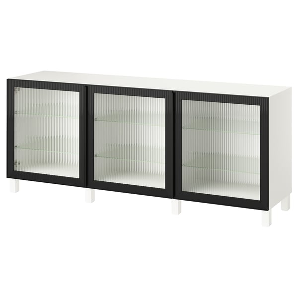 BESTÅ - BESTÅ Storage combination with doors, white/Fällsvik anthracite, 180x42x74 cm
