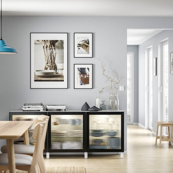 Ikea BESTÅ - Storage combination with doors, white/Fällsvik anthracite, 180x42x74 cm