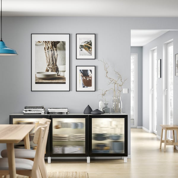 BESTÅ - BESTÅ Storage combination with doors, white/Fällsvik anthracite, 180x42x74 cm