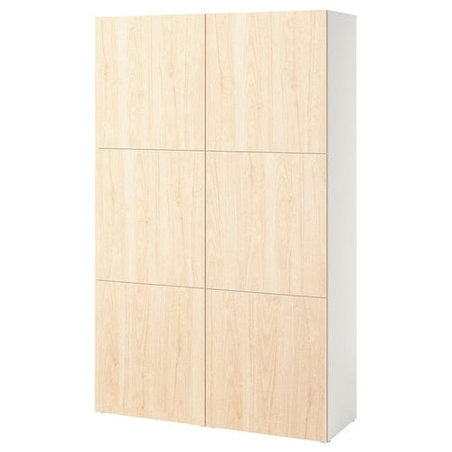 BESTÅ - Cabinet with doors, white Fänrik/ash wood,120x42x193 cm