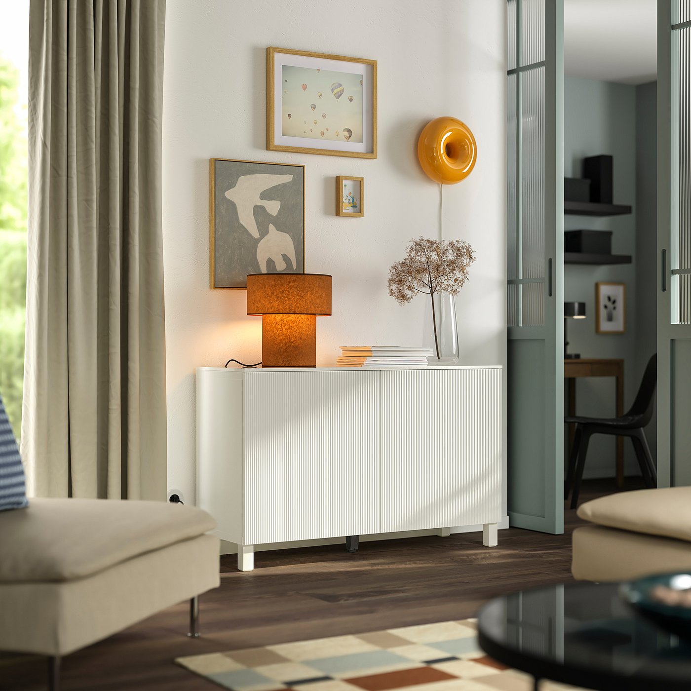 BESTÅ storage combination with doors, white/Förvaltare white, 120x75.2x42 cm