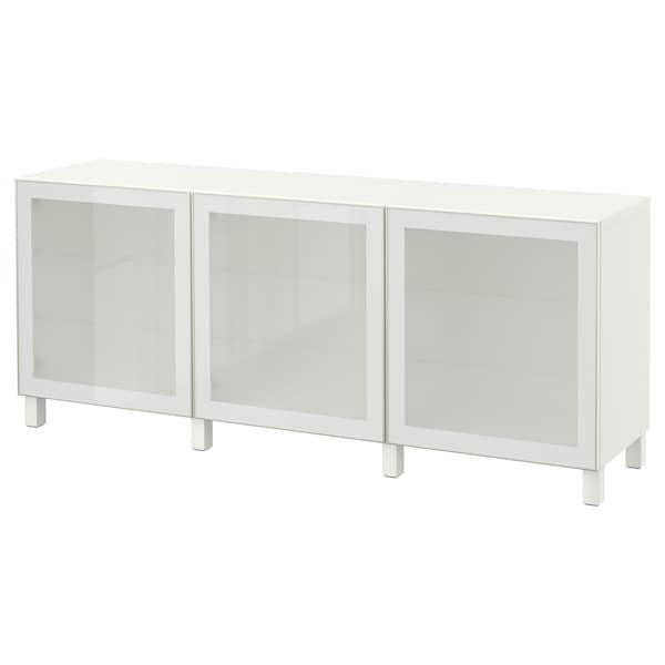 Ikea BESTÅ - Cabinet with doors, white/Glassvik/Stubbarp frosted glass,180x42x74 cm