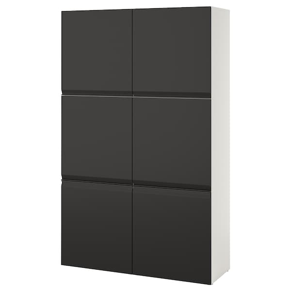 BESTÅ - Storage combination with doors, white Hammarsmed/anthracite, 120x42x193 cm