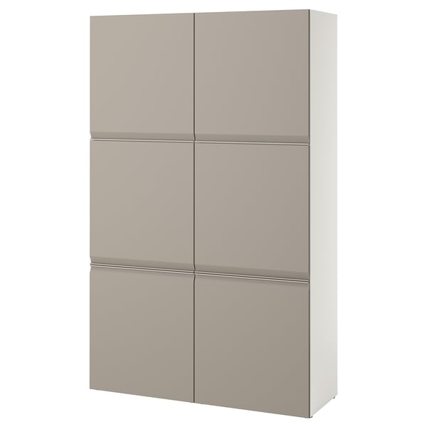 BESTÅ - BESTÅ Storage combination with doors, white Hammarsmed/beige, 120x42x193 cm