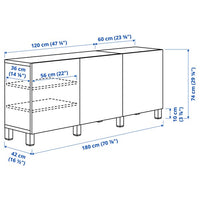 BESTÅ - Cabinet with doors, white/Hammarsmed/Stubbarp anthracite,180x42x74 cm