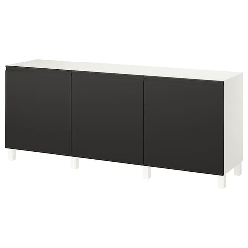 BESTÅ storage combination with doors, white/Hammarsmed/Stubbarp anthracite, 180x42x74 cm