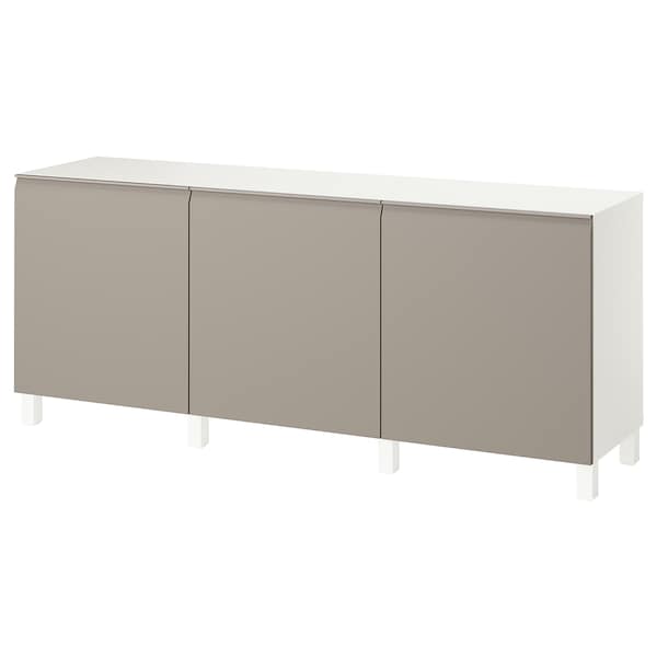 Ikea BESTÅ - Storage combination with doors, white/Hammarsmed/Stubbarp beige, 180x42x74 cm