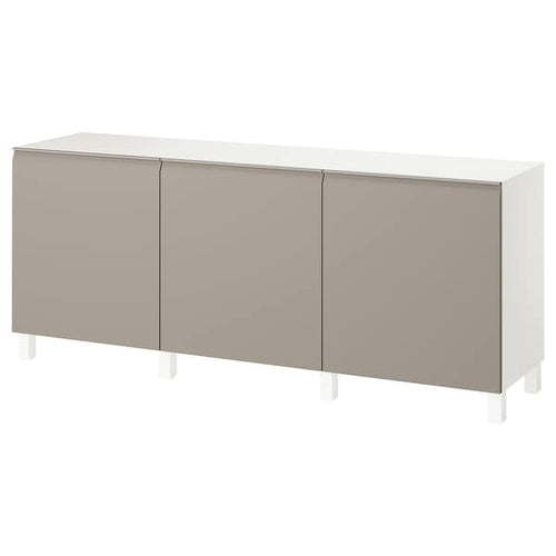 BESTÅ storage combination with doors, white/Hammarsmed/Stubbarp beige, 180x42x74 cm