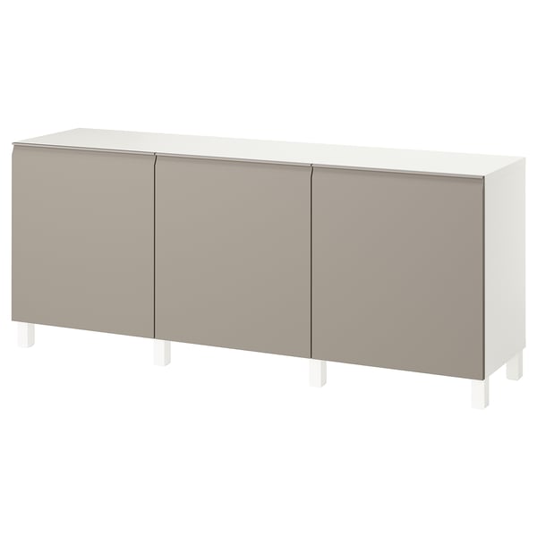 BESTÅ - BESTÅ Storage combination with doors, white/Hammarsmed/Stubbarp beige, 180x42x74 cm