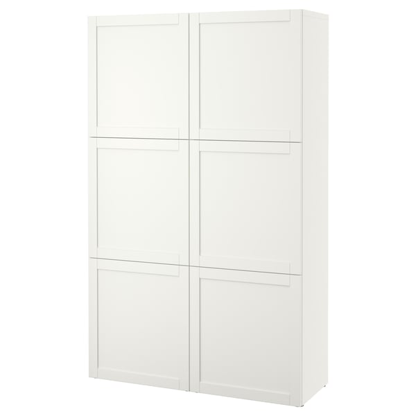 BESTÅ storage combination with doors, white/Hanviken white, 120x42x193 cm