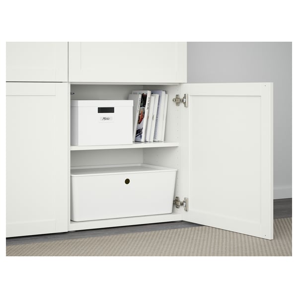 BESTÅ storage combination with doors, white/Hanviken white, 120x42x193 cm