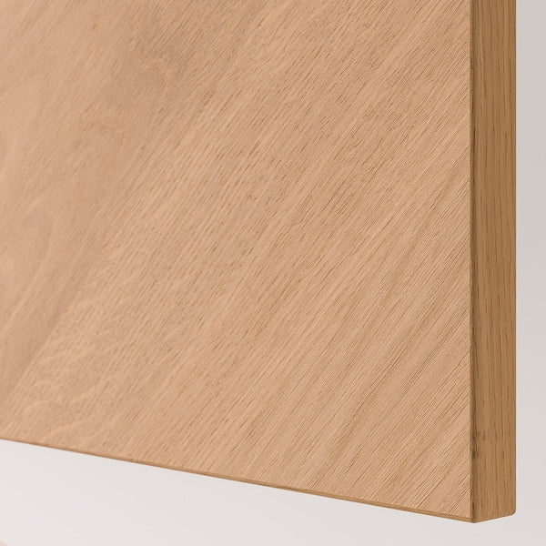 BESTÅ - Storage combination with doors, white/Hedeviken/Ösarp oak veneer, 120x42x74 cm