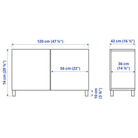 BESTÅ - Storage combination with doors, white/Hedeviken/Ösarp oak veneer, 120x42x74 cm