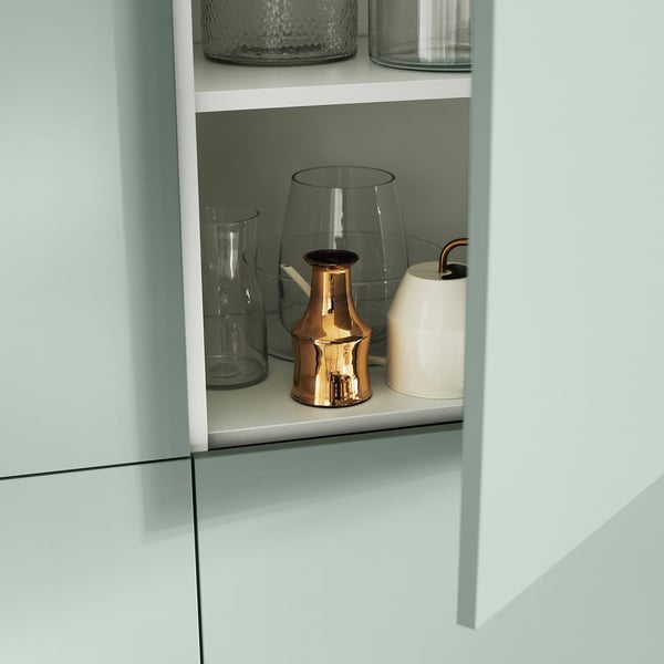 BESTÅ storage combination with doors, white/Hjortviken pale grey-green, 120x42x193 cm