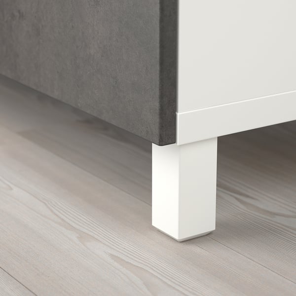 BESTÅ storage combination with doors, white Kallviken/Stubbarp/dark grey concrete effect, 120x42x74 cm