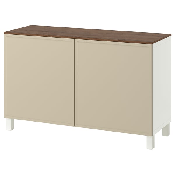 BESTÅ cabinet with doors, white/Krukmakare beige, 120x42x75 cm