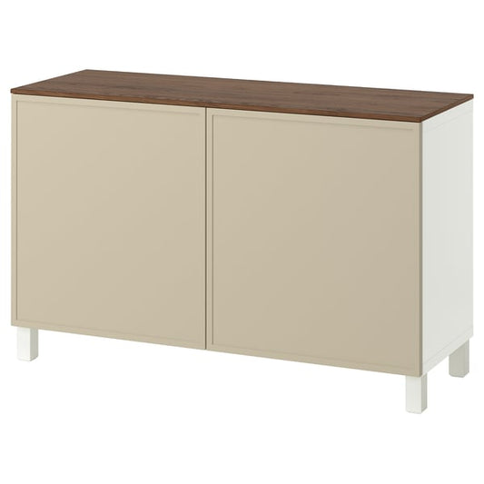 BESTÅ cabinet with doors, white/Krukmakare beige, 120x42x75 cm