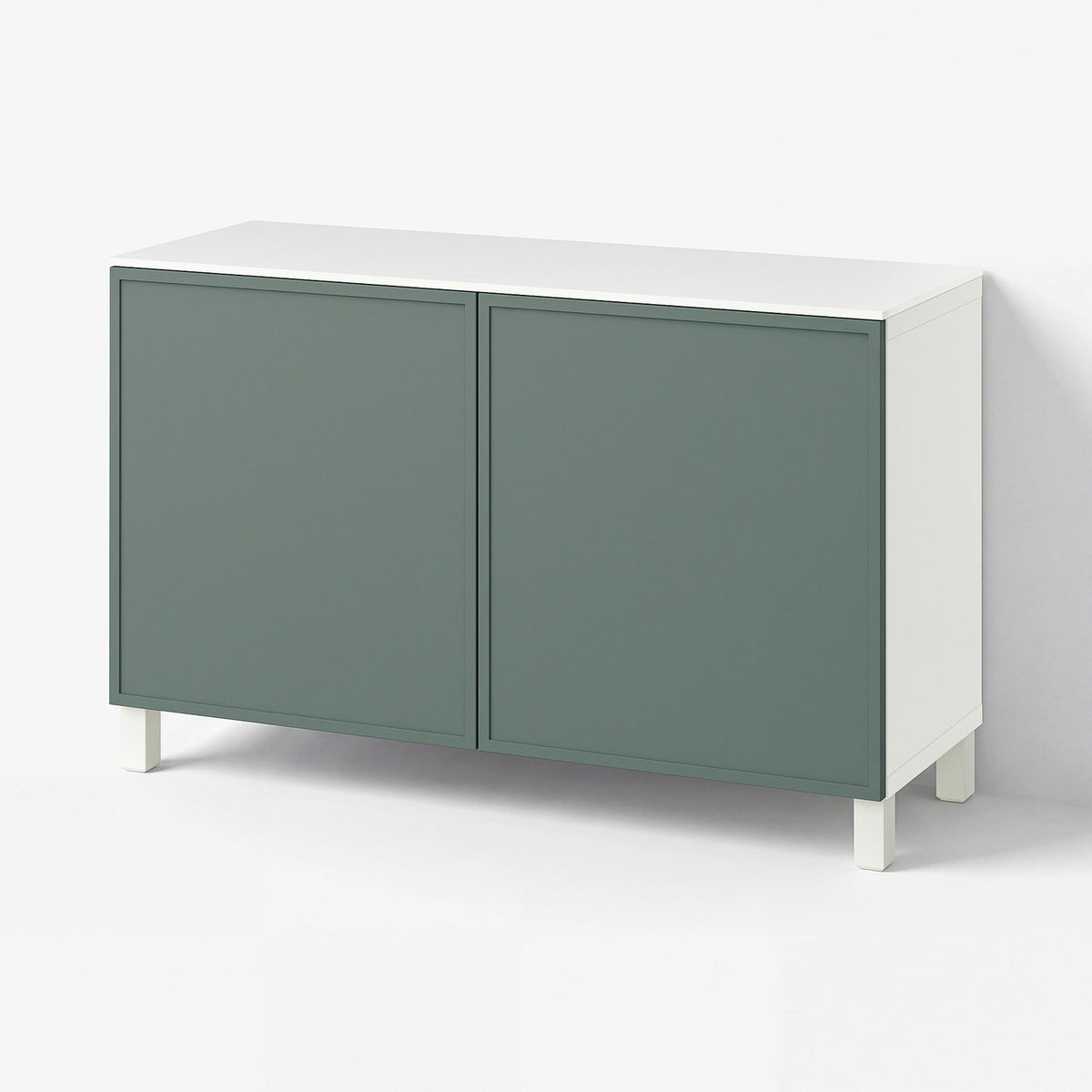 BESTÅ storage combination with doors, white/Krukmakare dark grey-green, 120x42x75 cm