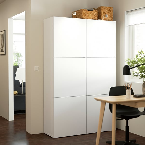 BESTÅ storage combination with doors, white/Lappviken white, 120x42x193 cm