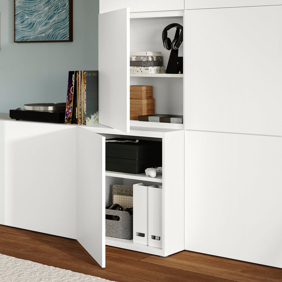 BESTÅ storage combination with doors, white Lappviken/white, 300x42x193 cm