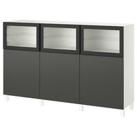 BESTÅ storage combination with doors, white Lappviken/Fällsvik dark grey, 180x42x112 cm