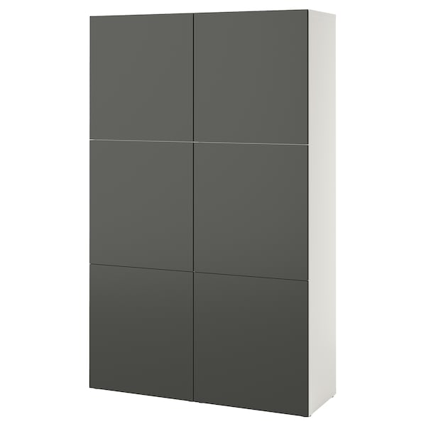 BESTÅ - Storage combination with doors, white/Lappviken dark grey, 120x42x193 cm