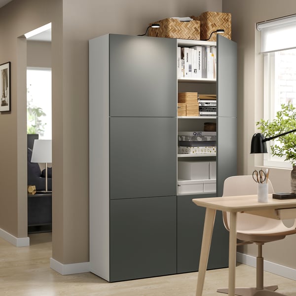 BESTÅ storage combination with doors, white/Lappviken dark grey, 120x42x193 cm