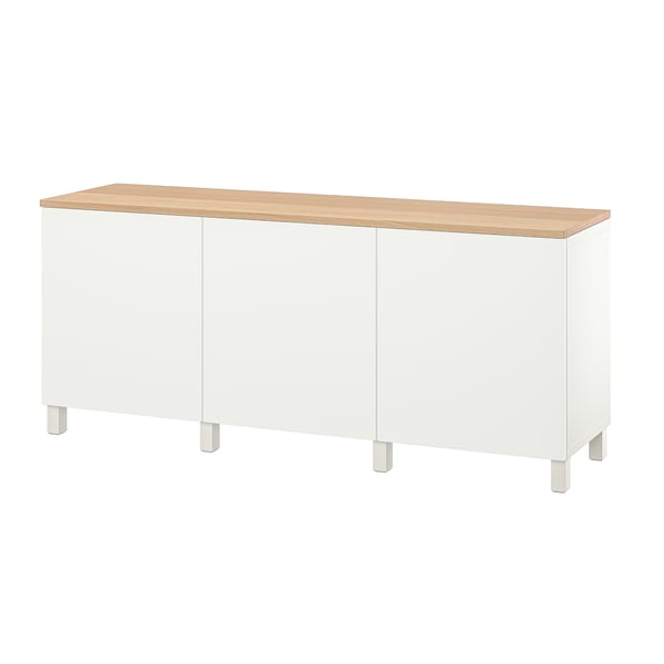BESTÅ storage combination with doors, white/Lappviken/Stubbarp white, 180x42x76 cm