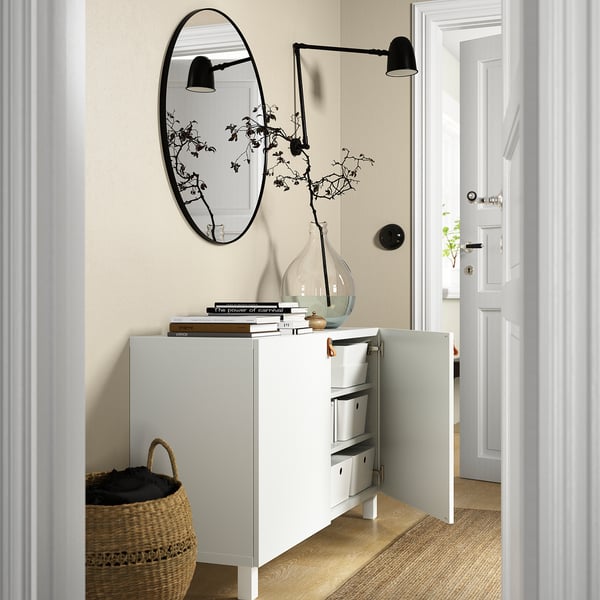 BESTÅ storage combination with doors, white/Lappviken/Stubbarp white, 120x42x74 cm