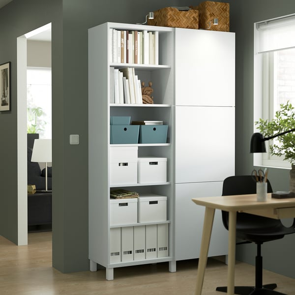 BESTÅ - BESTÅ Storage combination with doors, white/Lappviken/Stubbarp white, 120x42x202 cm