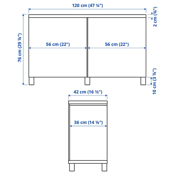 BESTÅ - BESTÅ Storage combination with doors, white/Lappviken/Stubbarp white, 120x42x76 cm
