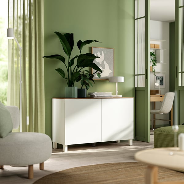 BESTÅ cabinet with doors, white/Lappviken/Stubbarp white, 120x42x75 cm