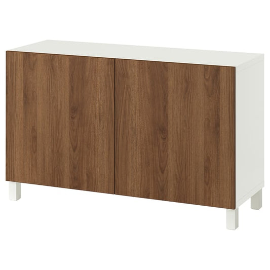 BESTÅ cabinet with doors, white/Lappviken/Stubbarp walnut effect, 120x42x74 cm Cabinet with doors, white/Lappviken/Stubbarp walnut effect,120x42x74 cm