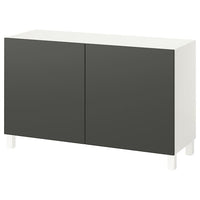 BESTÅ - Storage combination with doors, white/Lappviken/Stubbarp dark grey, 120x42x74 cm