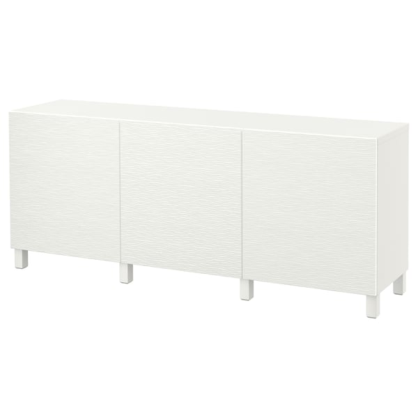 BESTÅ storage combination with doors, white/Laxviken/Stubbarp white, 180x42x74 cm