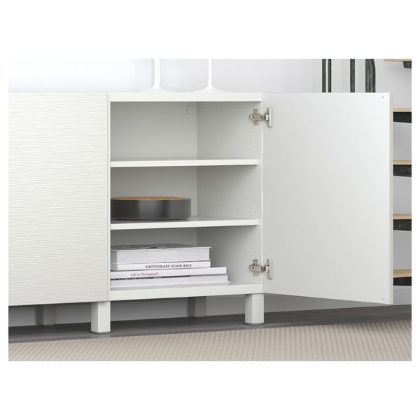 BESTÅ storage combination with doors, white/Laxviken/Stubbarp white, 180x42x74 cm