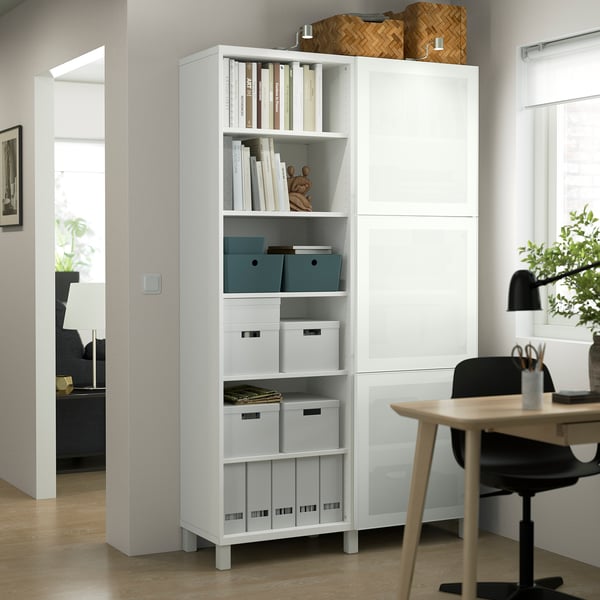 BESTÅ storage combination with doors, white/Mörtviken/Stubbarp white, 120x42x202 cm