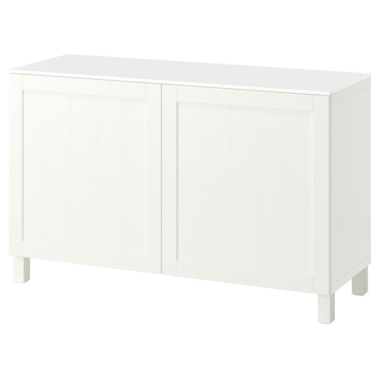 BESTÅ storage combination with doors, white/Pipmakare white, 120x42x75 cm